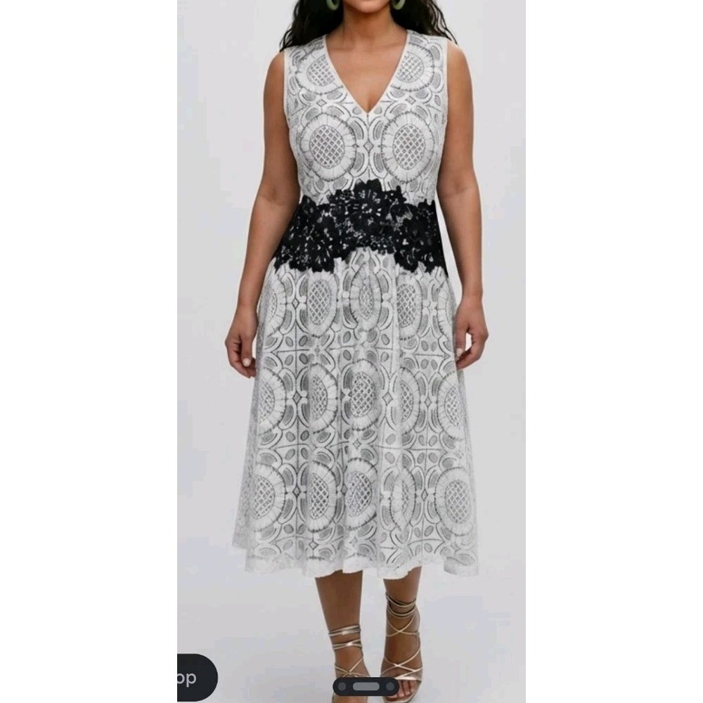 New York & Company White/Black Lace Sleeveless Whimsigoth Coquette Dress  Size 4